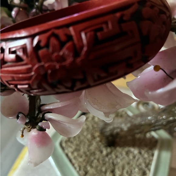 Red cinnabar Carved Bangle Bracelet